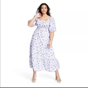 LoveShackFancy x Target White and Purple Flower Puff Sleeve Dress